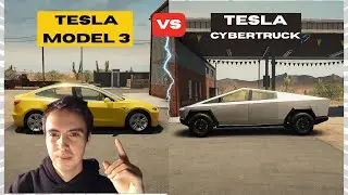 King of EVs? Tesla Model 3 vs Cybertruck at the drag strip (Car Mechanic Simulator 2021)