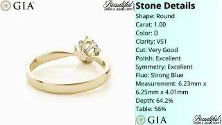 Floral Petal Prong Round Diamond Engagement Ring in 18K Yellow Gold