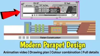Modern Parapet Design | Drawing plan | Colour combination | 3d parapet  wall  design | video n. 1111