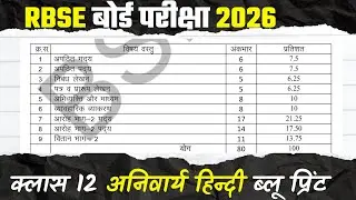 RBSE Class 12 Hindi Blueprint 2026: 100/100 Marks Guaranteed! 🔥 Paper Pattern