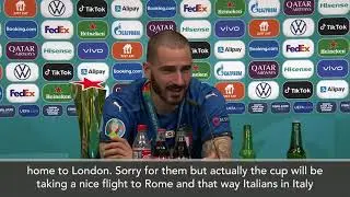 Bonucci drinks COCACOLA in press conference after ITALY winning EURO 2020 final against ENGLAND