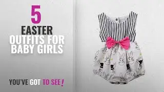 Top10 Easter Outfits For Baby Girls [2018]: Cute Baby Girl Cartoon Bunny Sleeveless Striped Romper