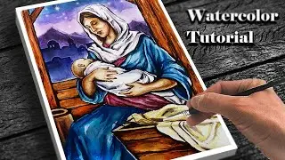 Nativity Scene Painting Tutorial - How To Draw Mary Baby Jesus