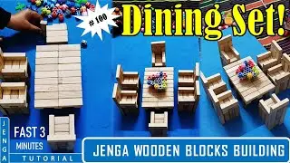 Turning Jenga Blocks into a Mini Dining Set 🍽️ So Satisfying! (Jenga Tutorial #100) #buildingblocks
