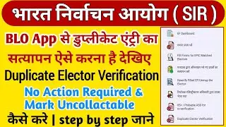 DSE | BLO App में Duplicate Elector Verification | No Action Required & Mark Uncollectable कैसे करे 