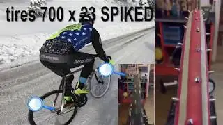 First test of history- AWESOME - 700 x 23 spiked tires - hill bombing on snowy road