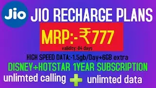 jio 4g recharge plan 777|validity 84 days|recharge offer jio|hotstar+disney 1 year subscription free