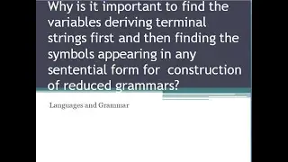 Finding variables deriving terminal string 1st & then symbols in sentential form for reduced grammar