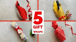 🎄5 Amazing Wine Bottle Gift Wraps | Easy way to Wrap a Bottle | Gift Wrap a Bottle of Wine #giftwrap