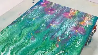 76. SUMMER GARDEN Acrylic Swipe + Balloon Smash | Acrylic Pouring Tutorial