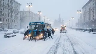 ❄️🌪️ Moscow Russia Hit by Storm Francis &mdash; Monster Blizzard Freezes the Entire City !