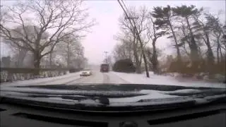 Winter driving in Massachusetts just before a blizzard of historic proportions