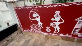 Warli art in my Terrace Garden (Farmer&rsquo;s life theme)