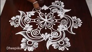Beautifull flower Rangoli Design with 5x3 Dots| Vijayadasami muggulu| New kolams | Friday kolams