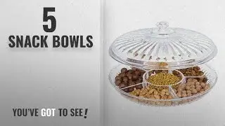 Best Snack Bowls [2018]: HABIBEE Creative Acrylic Multi Sectional Snack Serving Tray Set with Lid