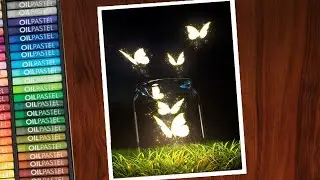 Drawing a Shining Butterfly with an Oil Pastel | Easy Oil Pastel Glowing Butterfly Drawing