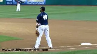 Blue Jays 1B Mike McDade - 2011 Eastern League All-Star Game - warming up infield