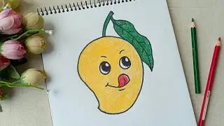 Cartoon mango drawing easy step by step | How to draw cartoon mango very easy for beginners