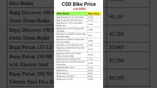 CSD Bike Price List 2025 #shorts #csdcanteen #orop #exservicemen