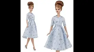 ELENPRIV Blue rose print dress for Babie doll /Платье в голубую клетку с розами для куклы Барби