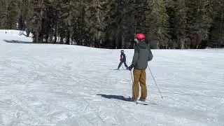 The kids skiing at Mammoth Mountain