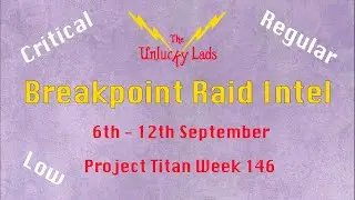 Breakpoint Raid Intel - Critical, Regular & Low - 6th to 12th September - Project Titan Week 146
