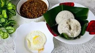 Today's breakfast special features Kadala Masala Curry, rice, puttù, and a sunny-side up egg.