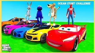 🌊 GTA 5 OCEAN STUNT MAP CHALLENGE! 😱 Spiderman vs Bugs Bunny vs Elmo vs Venom vs Chester Cheetah
