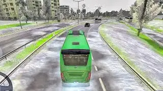 Relaxing Night Bus Driving in Heavy Rain 🌧️ | Realistic Simulator Gameplay
