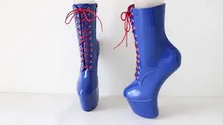 Sorbern Blue Fetish Heelless Shoes Ankle Boots Unisex No Heel Boots Lady Gaga Drag Queen
