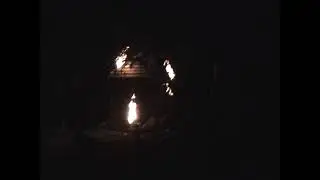 Settlers Burning Cabin - Tom Sawyers Island Nighttime - Magic Kingdom, Walt Disney World 03-20-2004