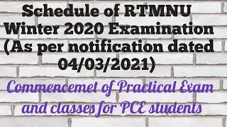 Schedule of RTMNU Winter 2020 Examination (As per notification dated 04/03/2021) | Engineering