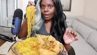 General Tso Sauce Singapore Noodles ASMR Eating Sounds