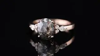The Galaxy Engagement Ring (Salt & Pepper Rose Cut Oval)