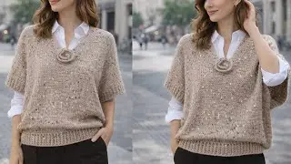 İki par&ccedil;a &ouml;r s&uuml;veter olsun✨️SUB ✨️ Pullu iple kolay V yaka &ouml;rg&uuml; s&uuml;veter & bluz yapımı