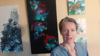 Artist gallery tour- fluid acrylics on canvas #smallbusinesssaturday #pouredart #dutchpour #swipe