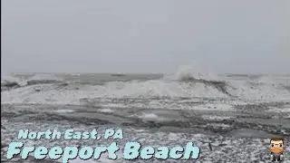 Winter Waves Roar at Freeport Beach,  North East,PA  #lakeerie