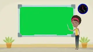 cartoon teacher teaching in classroom with green board animated green screen video for Youtubers.