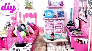 4 DIY Miniature Dollhouse Rooms - Kitchen, Living Room, Bedroom, Bathroom for LOL, LPS