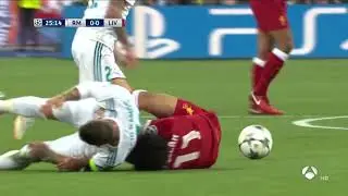 Salah injury vs Real Madrid &bull; Salah vs Ramos &bull; Champions League Final 2018