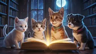 Sleep Story for Kids | Three Cats and One Dog in a Magic Book