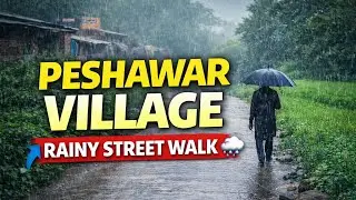 Walking Through Peshawar Village in Rain 🌧️ | Calm Streets & Green Vibes ✅