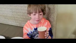 Evan's first (and probably last) sip of coffee