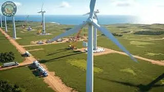 Bird&rsquo;s-Eye View of Wind Farm Construction &ndash; Giant Turbines Rise