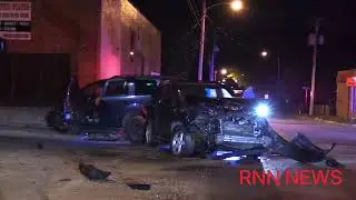 2 car accident into building at Mount Vernon & Grant