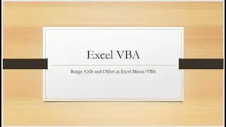 Range,Cells and Offset-Excel Macro/VBA