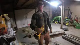 Building a bridge over a creek for 1025r out of old railroad ties part 1