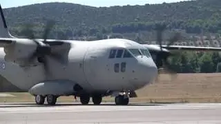 C-27 Spartan taxiing and taking off at Tanagra Airbase in 4K