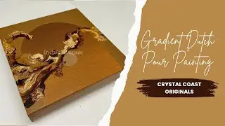 Beautiful Brown Mountain Lights Inspired Abstract Fluid Art Acrylic Pour Painting