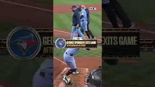 Springer limps off field after being hit in the knee cap 😬 #MLB #BlueJays #Injury #ALCS